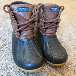 Sperry Port Duck Boots Toddler Boys Size 10 Brown Navy Waterproof 10T Rain Boots